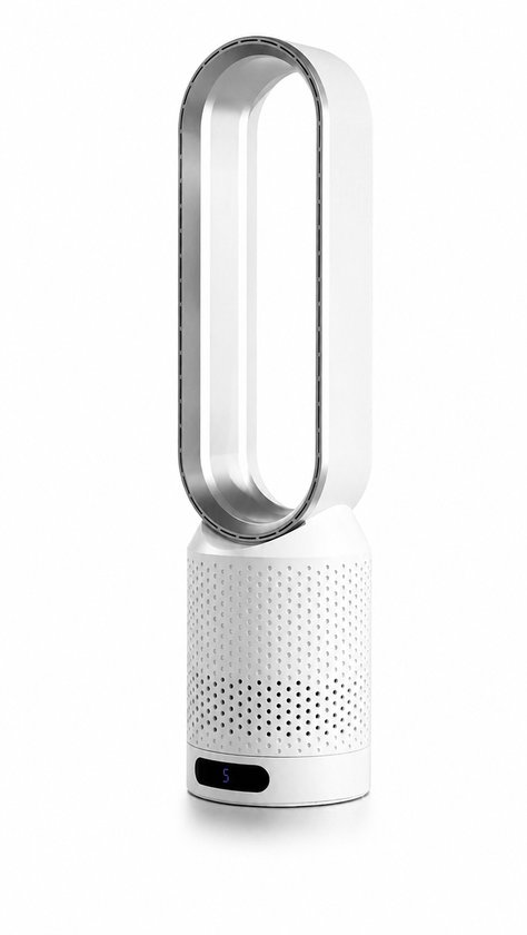 Bladloze torenventilator met luchtzuivering, stil 30dB, 8 snelheden, afstandsbediening, 90° oscillatie, timer, wit