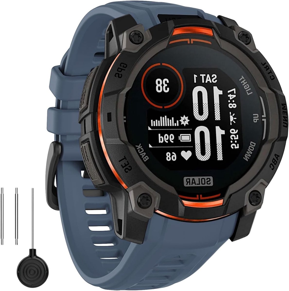 Verstelbare rubberen sporthorlogeband voor Garmin Instinct 3 Solar en Amoled 45mm, waterdicht en lichtgewicht, kleur: Twilight Blue, ideale vervangband voor actieve gebruikers