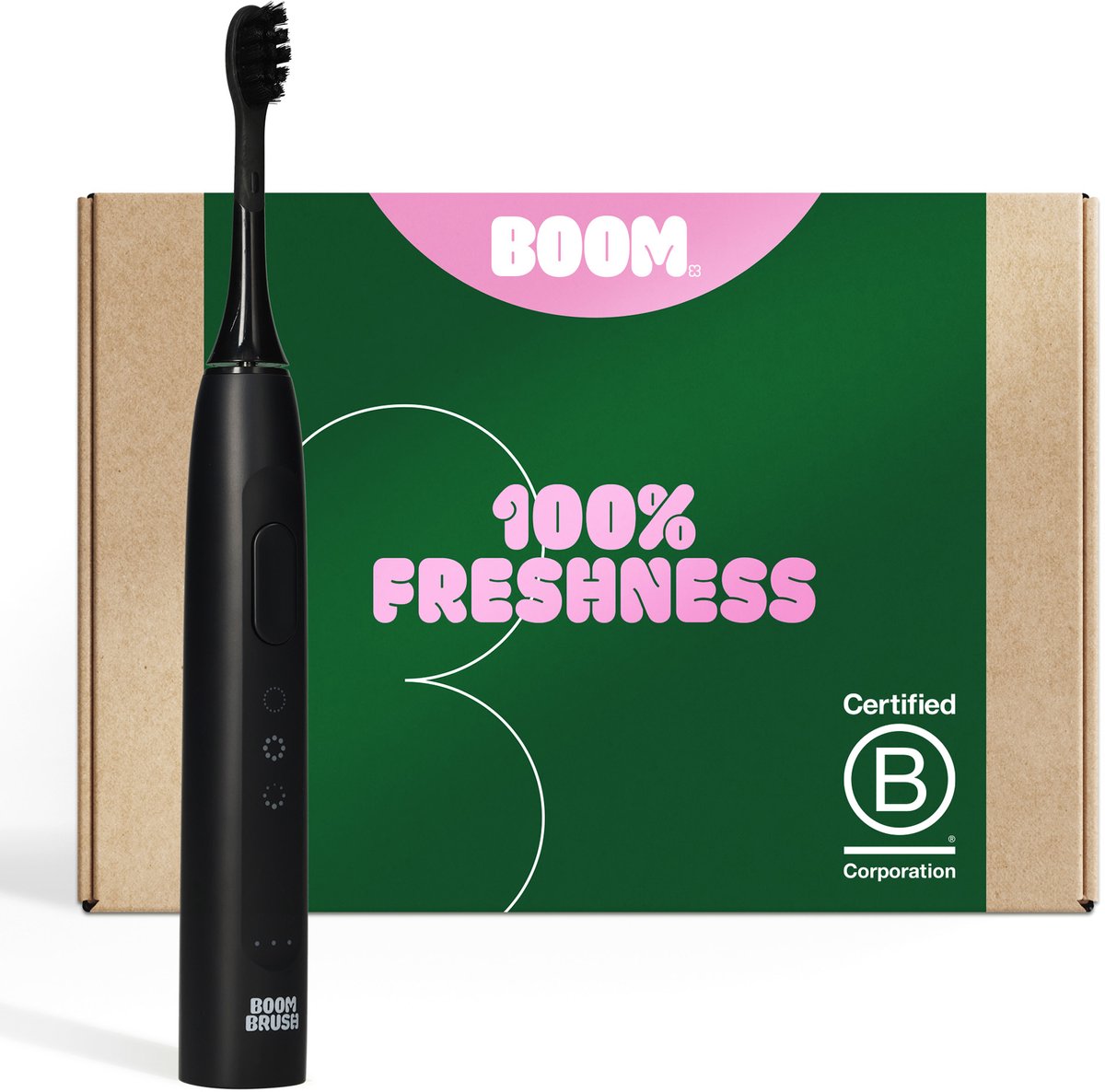 BOOMBRUSH Elektrische Tandenborstel - The Wave - Zwart - Sonische Tandenborstel - 360 dagen Batterij - Duurzaam