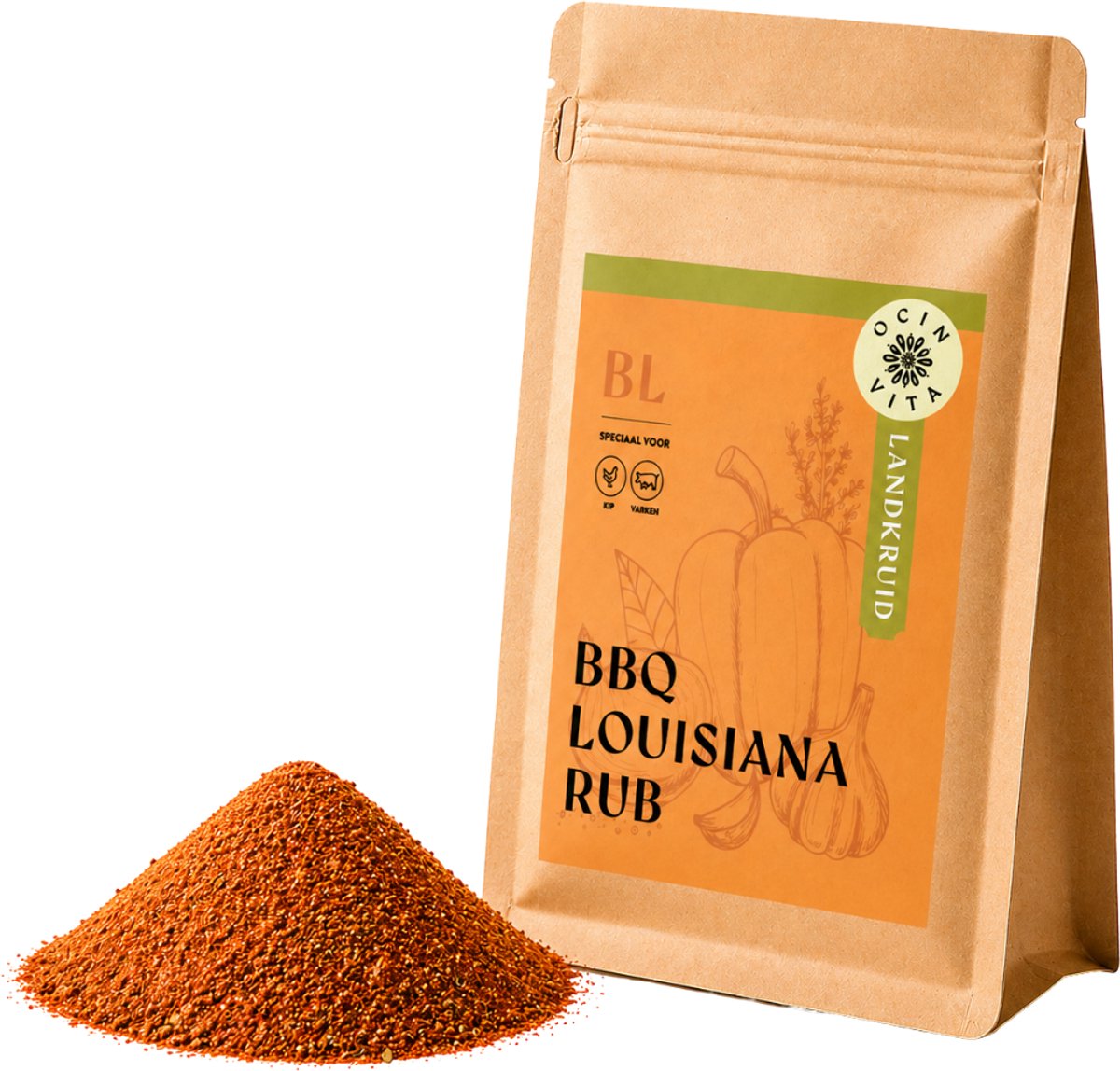 BBQ Louisiana Rub 100g – Cajun BBQ Kruidenmix met Paprika, Knoflook & Chili – Voor Vlees, Vis, Groenten & Aardappelen – Zonder Kunstmatige Toevoegingen – Ocin Vita