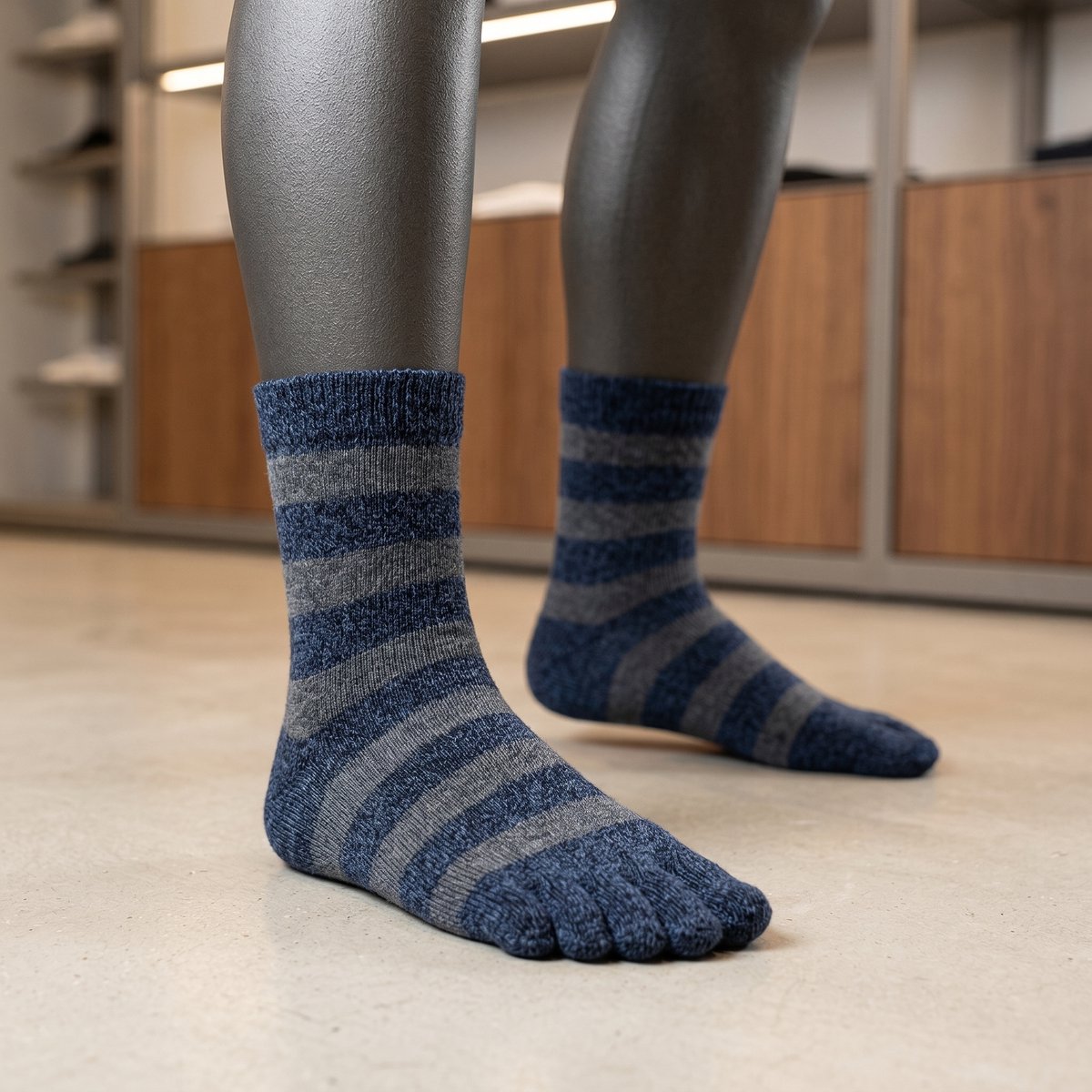 Teensokken - teen sokken - heren - unisex - toe socks - grijs - gestreept - 40 - 46 - cadeau - voor haar - sport - yoga - fitness - pilates - runner teen sokken - teenslipper sokken