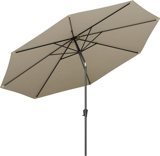 LifeGoods Parasol - Tuin - Ø346 cm - 30° Kantelbaar - Waterdicht - UPF50+ - Taupe