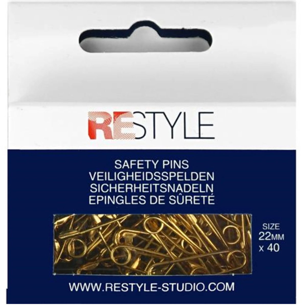 Veiligheidsspelden 22 mm goud, 40 stuks