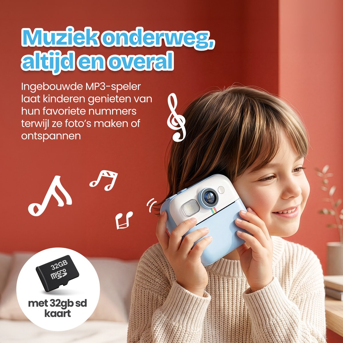 TinyPlay Kindercamera met foto printer - 48MP - Digitale Camera Kinderen - 32GB SD kaart - Full HD Foto en Video - Spelletjes - Fotoprinter - Kinder camera - Digitale kindercamera - Blauw — afbeelding 6