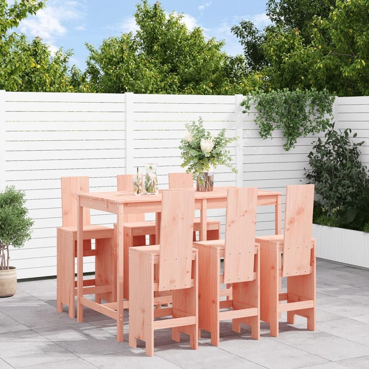 Tuin Barset 7-delig Massief Douglas Hout L315 cm – Outdoor Bartafel met Stoelen voor Terras, Balkon & Tuin – Weerbestendige Bistro Set Robuust Design HomebyNicole
