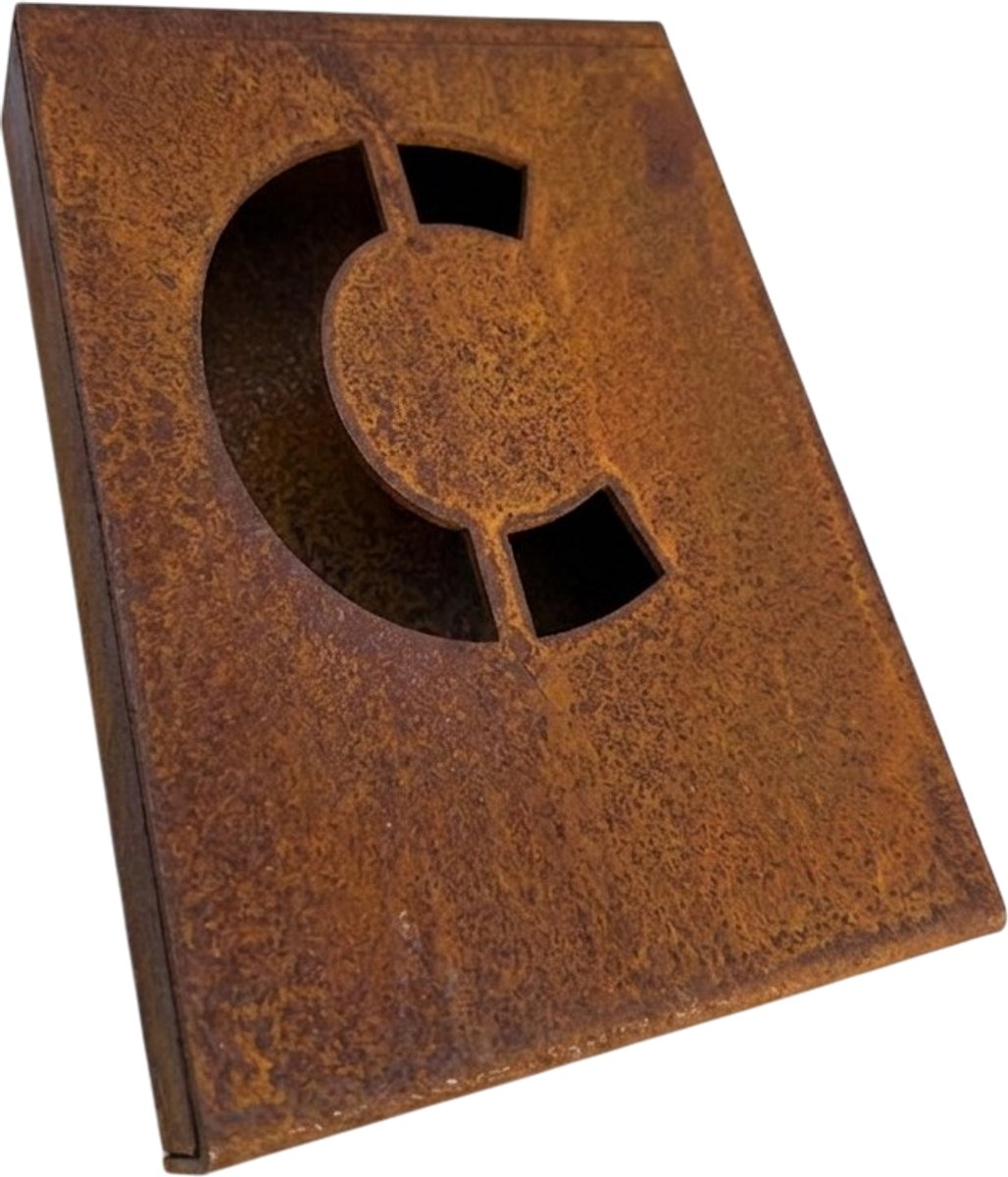 Huisnummerbord BLOQ - Letter: C - Cortenstaal - 3D effect