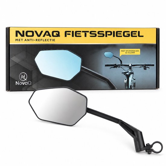 NovaQ Spiegel voor Fietsstuur E-bike - Links - Fietsspiegels Electrische Fiets - 21mm tot 31.8mm
