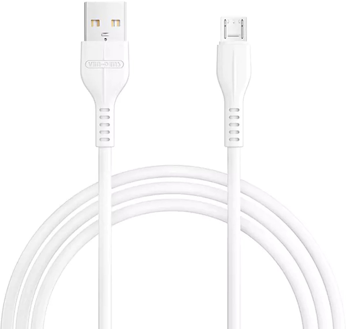 Ven-Dens USB-A naar Micro USB snellaad- en datakabel (1 m) van duurzaam TPE (wit)