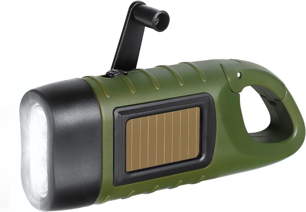 YOR® Zaklamp opwindbaar - Zaklamp - Zaklampen - Groen - 14cm x 6cm x 4cm