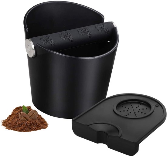 Uitklopbak Rond Knockbox Afklopbak voor Espressomachine – Barista Koffie Accessoires – Met Uitneembare Metalen Stang & Tampermat – Compact, Antislip & Geluidsdempend - BPA-vrij