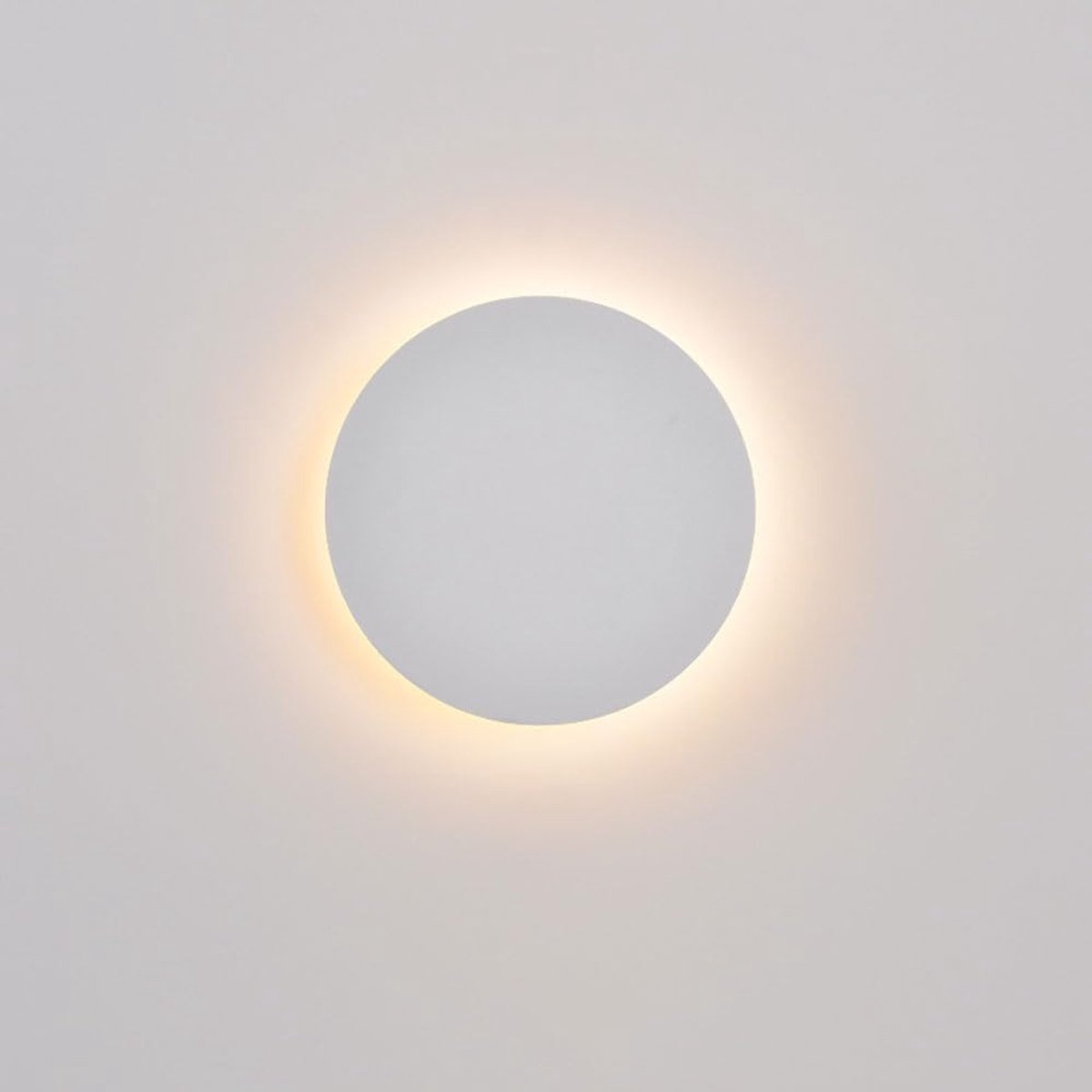 Oneay Witte wandlamp voor binnen – ronde LED wandverlichting – bedrade cement wandlamp met minimalistisch plat design – moderne wandlamp voor hal, slaapkamer en woonkamer – 17W 3000K warm wit