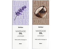 massage olie erotisch- 2x250 ml massage olie lavendel- massage olie kokosgeur- sensuele massage olie- erotische gift set-geschenkset voor vrouwen- satisfyer massageolie
