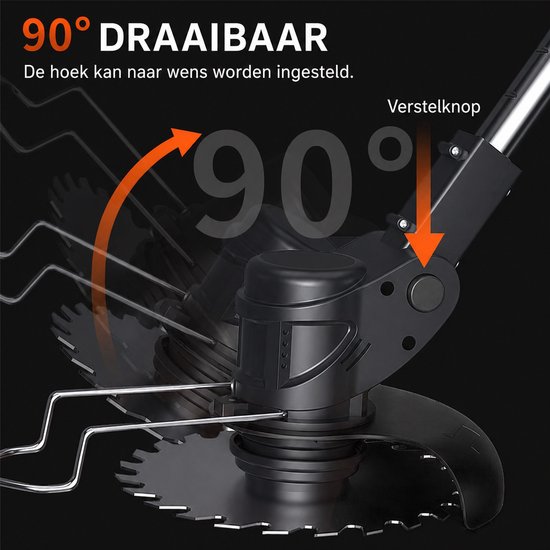 Krachtige Accu Grastrimmer 21V - Draadloze Elektrische Kantenmaaier met 2 Accu’s,Freischneider & Motorsense met telescopische steel + extra handgreep- Zwart - Voor Tuin en Gras van Merkloos	 — afbeelding 3