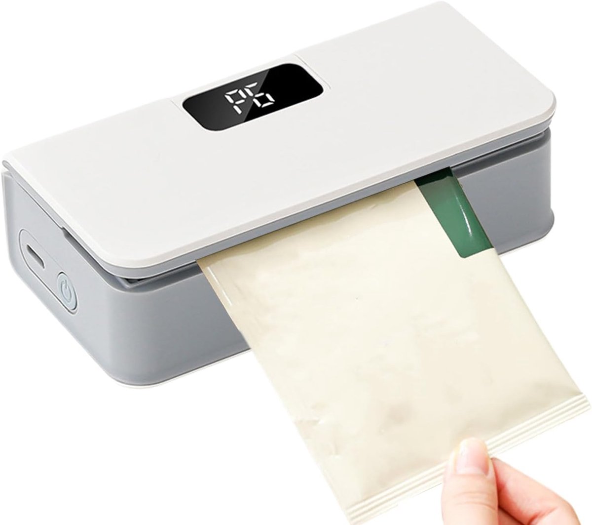 VHV-Zakjes sealer - Sealapparaat - Mini sealer - Handmatige sealer - Magnetisch - Met ingebouwd mesje - 6 warmtestanden - Voor chipszakjes en vershouden - Keukenaccessoires - Wit