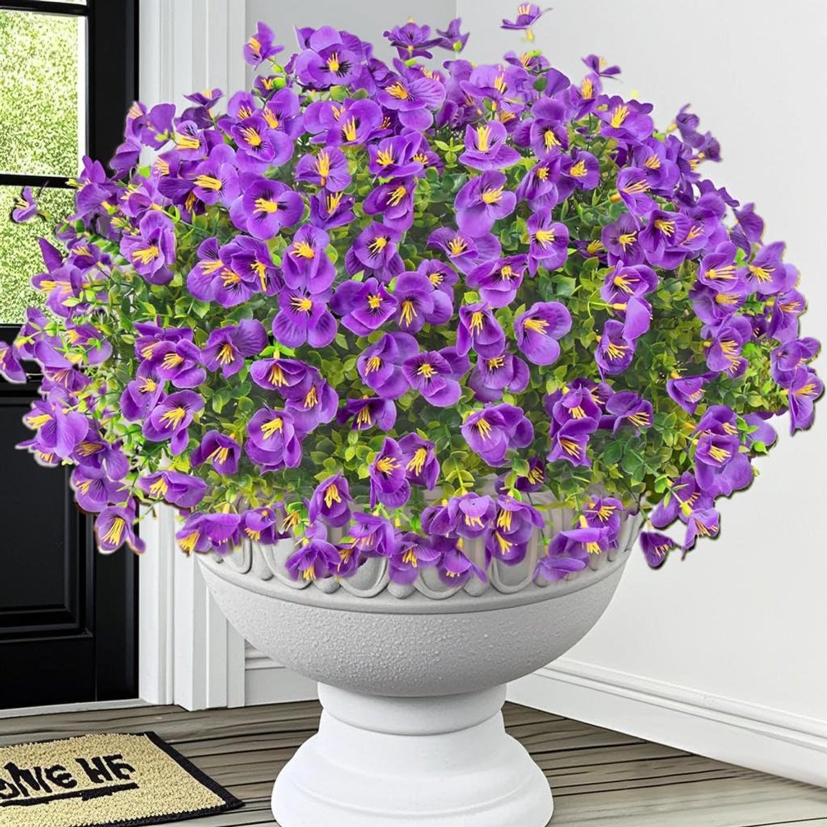 Ibenzoa Kunstbloemen Set voor Buiten met Levensechte Uiterlijk en Weerbestendigheid - 10 Bundels Violette Bloemen paars