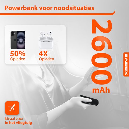 Petite batterie externe porte-clés 2600 mAh - Ultra légère et compacte - Port de charge USB A - Compatible avec Mini Powerbank iPhone / Samsung - 68 grammes - Batterie externe Zwart