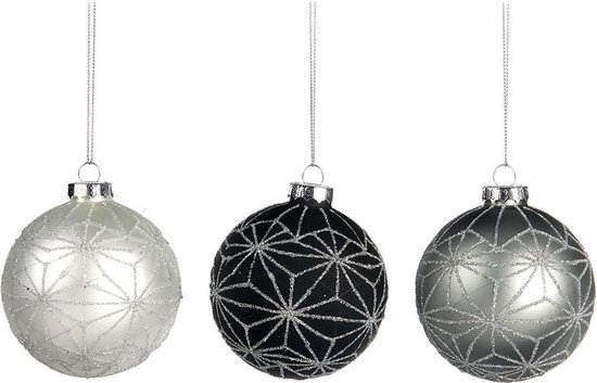 Goodwill Kerstbal Glas Wit-Zilver-Zwart D 8 cm Voordeelaanbod assortiment  van 3 stuks | bol.com