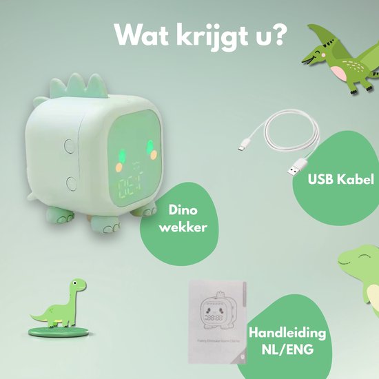 BMJ Trading® Wekker voor Kinderen - Dino - Slaaptrainer Kinderen - Wekker Kind Digitaal - Dinosaurus - Veranderd van Kleur - Kinderwekker - Alarmklok - Slaaptrainer - Slaapwekker - Digitale Wekker - Wekker Kinderen - Alarm Clock - Nachtlampje van BMJ Trading — afbeelding 4