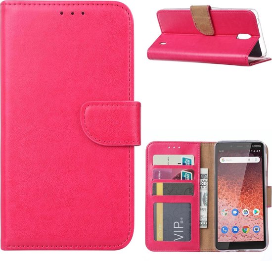 Ntech Hoesje geschikt voor Nokia 1 Plus Portemonnee Hoesje / Book Case - Roze/Pink