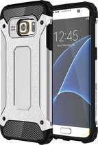 Ntech Samsung Galaxy S7 Edge Dual layer Rugged Armor Hoesje - Zilver