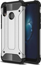 Ntech Hoesje Geschikt voor Huawei P20 Lite (2018) Dual layer Armor Hoesje - Zilver