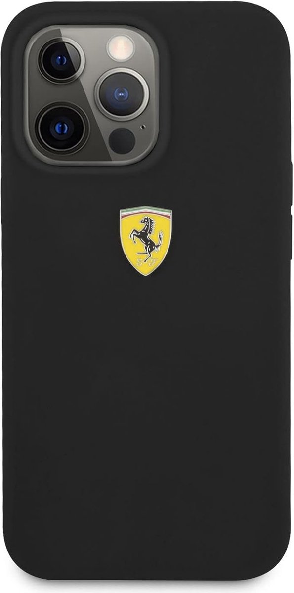 Ferrari Silicone Back Case - Geschikt voor Apple iPhone 13 Pro (6.1") - Zwart