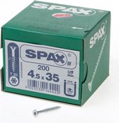 Spax Spaanplaatschroef platverzonken kop verzinkt T-Star T20 deeldraad 4.5x35mm (per 200 stuks)
