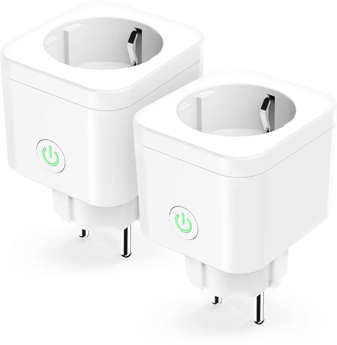 Slimme Mini Stekker Type F - Programmeerbare WiFi Stekkers met Afstandsbediening en Stembesturing - Set van 2