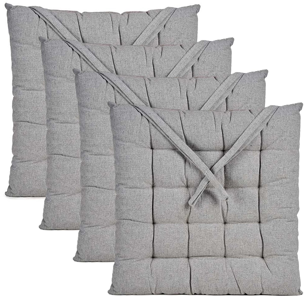 Giftdecor Stoelkussen Decorama - 4x - binnen/buiten - lichtgrijs - 40 x 40 x 5 cm - polyester
