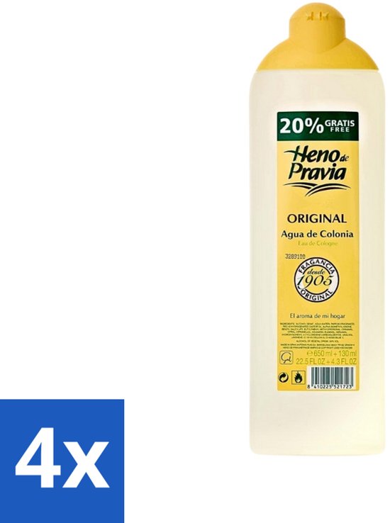 Heno de Pravia - Cologne - Original Geur - Verfrissend & Luxe - 780 ml - Voordeelverpakking - 4 stuks