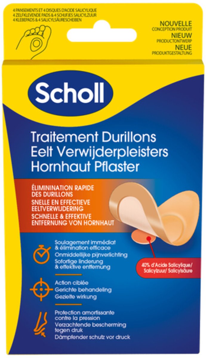 Goedkoopste Scholl Eeltpleisters - Eeltverwijderaar - 40 Salicylzuur - Dermatologisch Getest - 4 Stuks