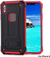 Ntech Apple iPhone X / Xs - Armor hoesje met Kickstand Zwart & Rood