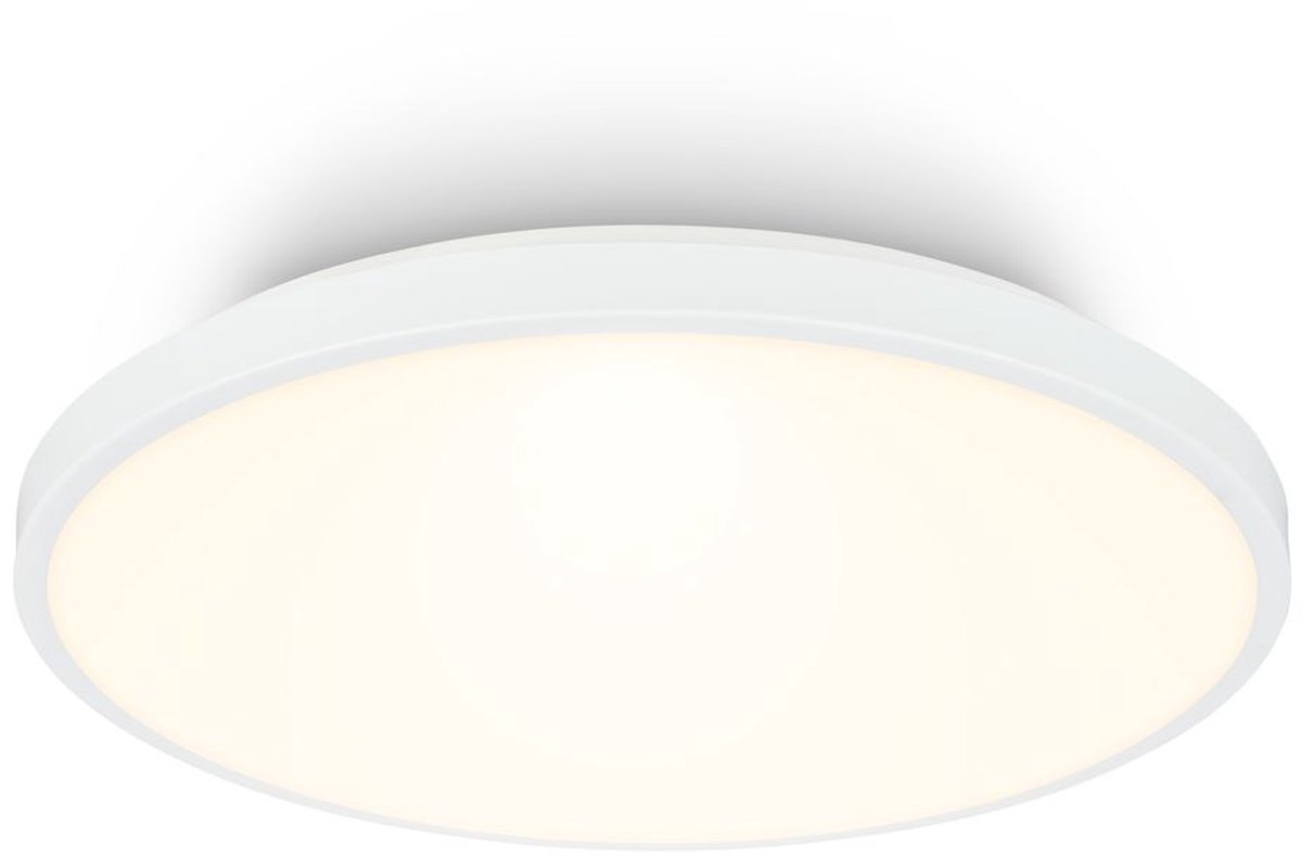 BRILONER Competo – LED Plafondlamp – warm wit licht – wit – woonkamerlamp met decoratieve rand – Ø33 cm - LED Plafondlamp - 3903016 - Decoratieve bekleding wit - Melkachtig lichtoppervlak - Lichtkleur warm wit - Ø33 x 6 cm - Wit