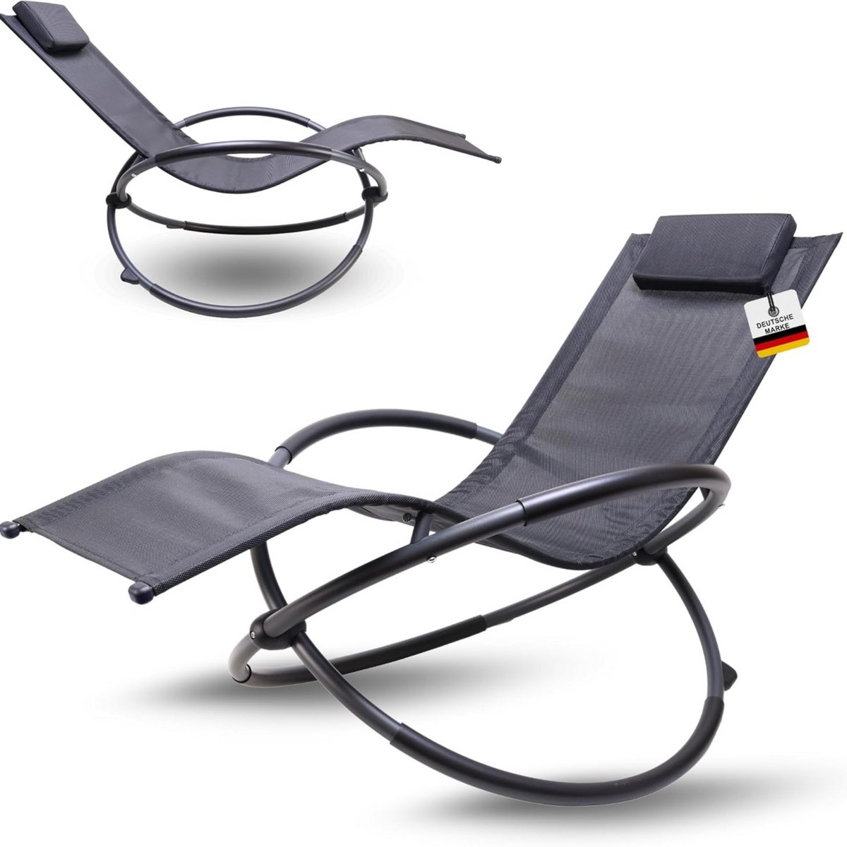 Albatros Premium tuinstoel C-FORM | schommelstoel relaxstoel tuinstoel | met hoofdkussen | weerbestendige ergonomische relaxstoel | belastbaar tot 160kg