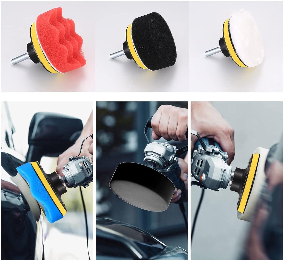 polijstsponzen voor de auto - polijstpad - Apertuur M10-Toepasbare schijfdiameter 80 - autosponzen polijstpads - polijstpads voor accuschroevendraaier - polijstmachine - boormachine polijsten - slijpen - waxen(12stuks ) – foto 4