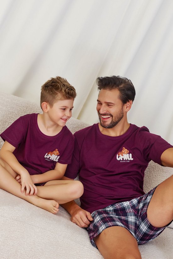 Doctor Nap Coton Pyjama Filles Garçons | Pyjama de famille assorti | Short à manches courtes Pyjama short | Bourgogne frais PDU.7202 134 / 140