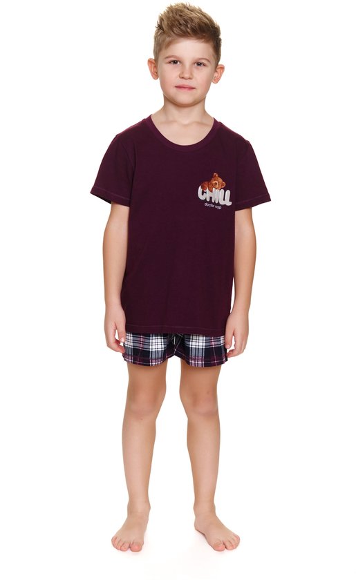 Doctor Nap Coton Pyjama Filles Garçons | Pyjama de famille assorti | Short à manches courtes Pyjama short | Bourgogne frais PDU.7202 134 / 140