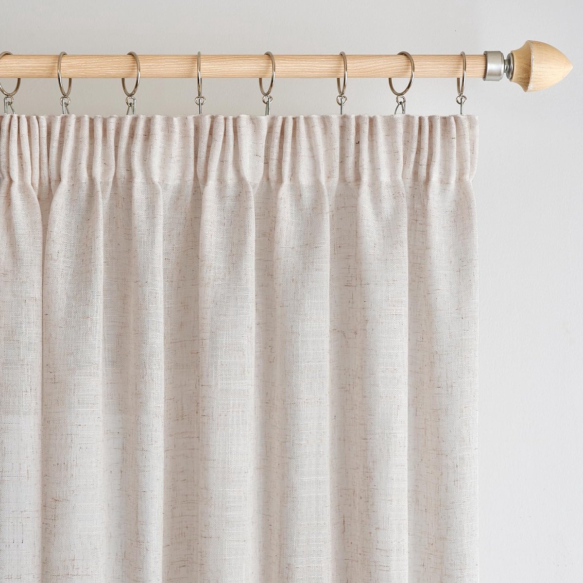 Ibenzoa Luxe Linnenlook Gordijnen met Plooiband voor Woonkamer en Slaapkamer, Set van 2, Wit, 140 x 225 cm