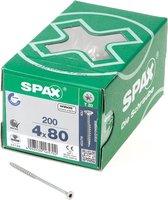 SPAX 191010400805 Universele schroef, Verzonken kop, 4 x 80, Deeldraad, T-STAR plus T20 - WIROX - 200 stuks