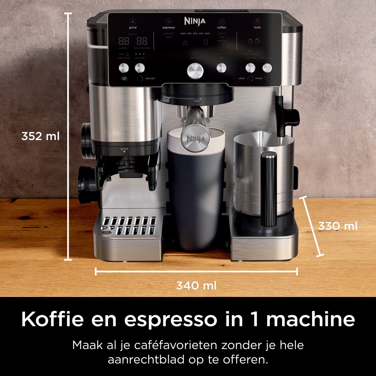 Ninja Luxe Café Essential 2-in-1 Espressomachine en Filterkoffiezetapparaat met Melkopschuimer - ES501EU — afbeelding 7