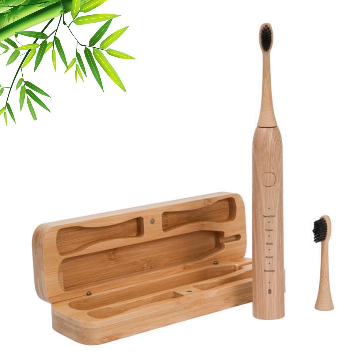 Verduurzaamdiscounter Bamboe Elektrische Tandenborstel met 5 Standen - Verduurzaamdiscounter - €44,95
