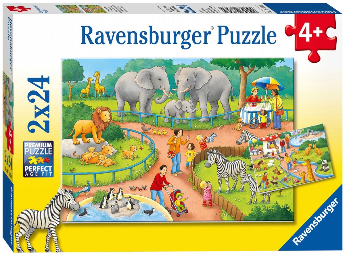 Ravensburger puzzel Een dag in de dierentuin - 2x24 stukjes - kinderpuzzel — afbeelding 2