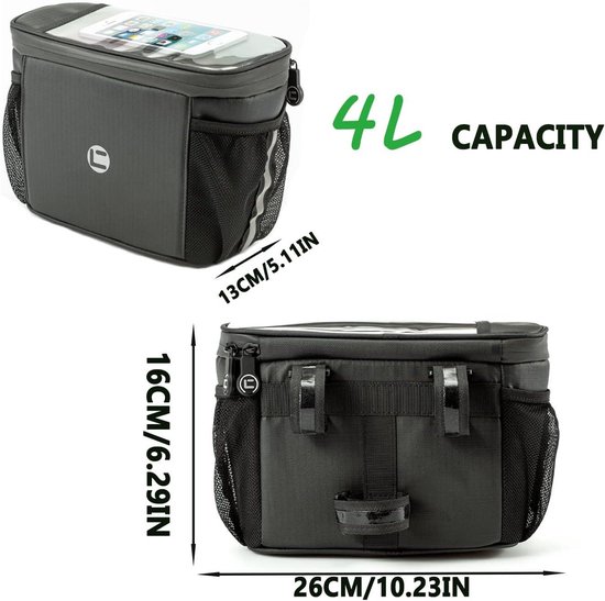 Sacoche de guidon multifonctionnelle pour vélo - Sacoche de guidon étanche de 4 litres