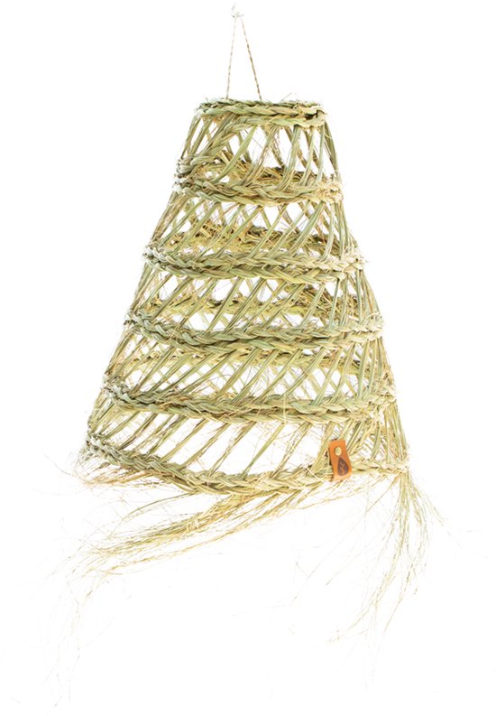 Abat-jour 'Ritita' en sparte tressé avec franges, élégant, durable et fabriqué à la main en Espagne.