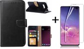 Ntech Samsung Galaxy S10 Plus Book Hoesje Zwart + Folie creenprotector