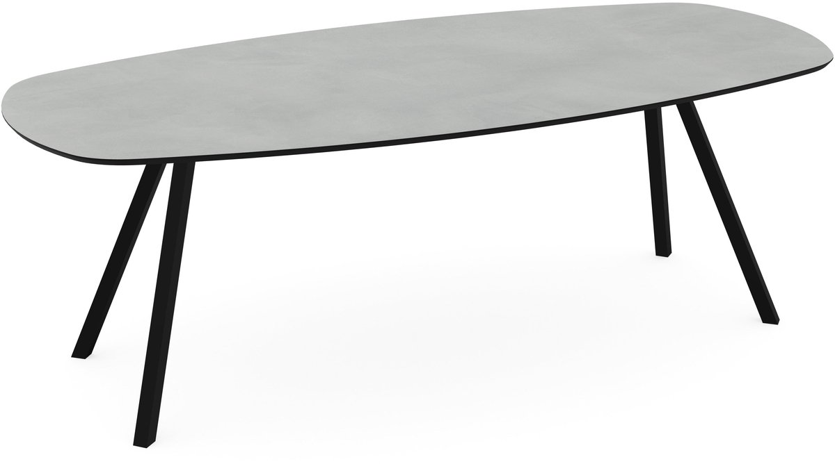 Melamine eettafel licht betonlook - Deens ovaal schuine poten - beton tafel 160 x 80 cm