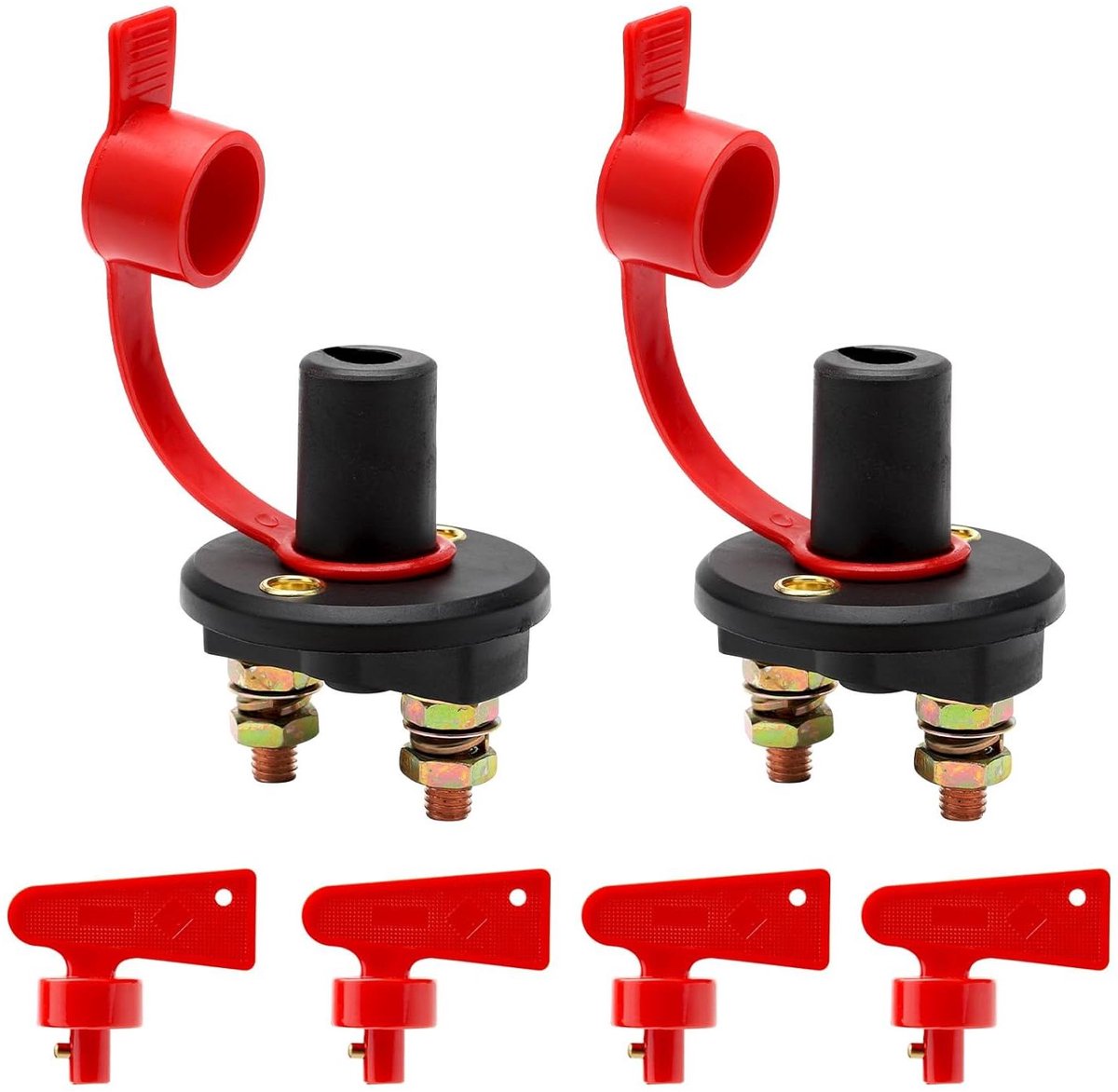 2 stuks batterijscheidingsschakelaar 12 V - 24 V met 4 sleutels en waterdicht deksel