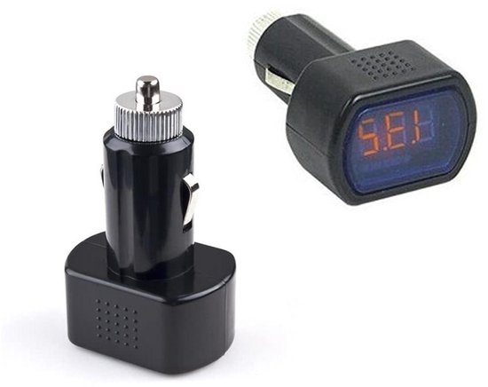 Kfz 12V-24V LED Batterijtester – Sigarettenaansteker Voltmeter – Eenvoudige Spanningscontrole In De Auto