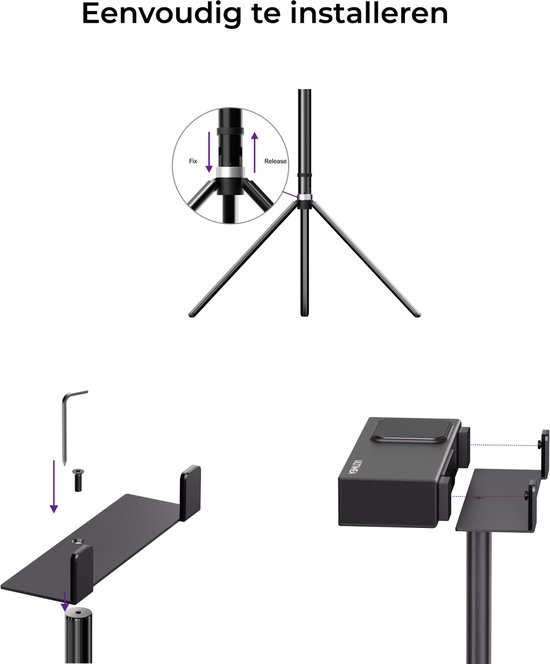 ULTIMEA paar luidsprekerstandaards, in hoogte verstelbare luidsprekerstandaards voor Nova S80, uitschuifbaar van 62 cm tot 93 cm voor surroundluidsprekers van Ultimea — afbeelding 5