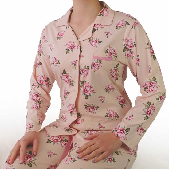 Tenderness Dames Pyjama - Doorknoop - Lange Mouwen - Roze - Maat 3XL